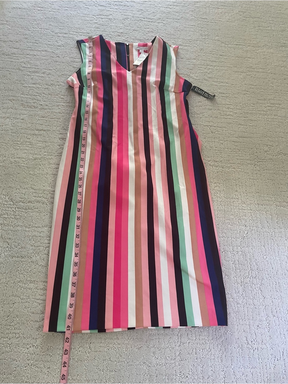 NWT New York & Company Colorful Striped Classic Tie-Waist Sleeveless Dress, M - Picture 6 of 8
